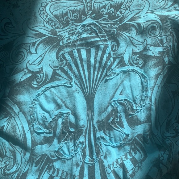 HELIX Tattoo Scull Heart Crown Graphic 3D Patch Shirt L - Picture 15 of 16